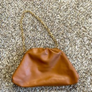 Brown Bottega Venetta DUPE clutch bag w gold chain